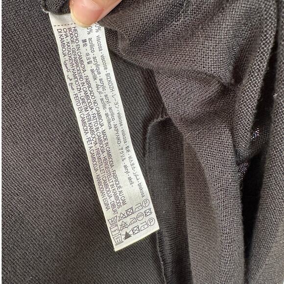 Zara Black Round Neck Long Sleeve Lightweight Thin Sweater Jumper L - Picture 7 of 11